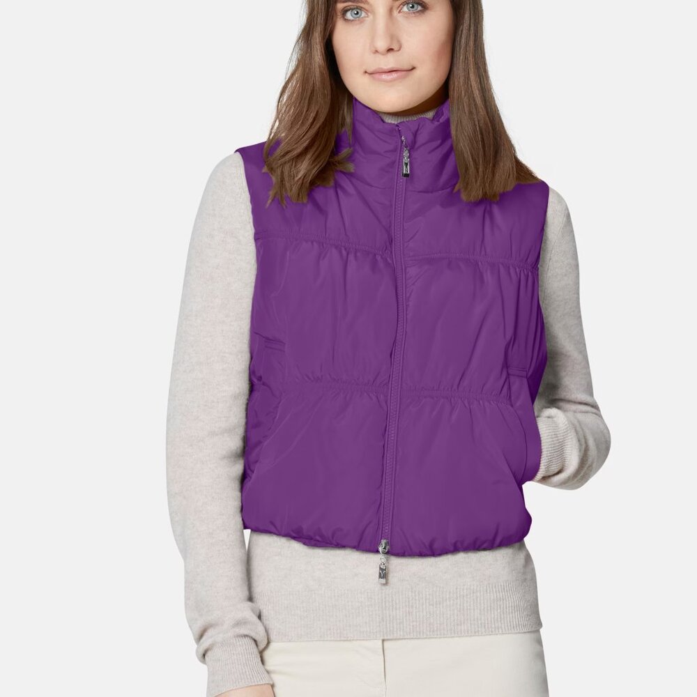 MADELEINE Vest Womens 6 Purple Puffer Quilted‎ Waistcoat Zip Pockets Insulated